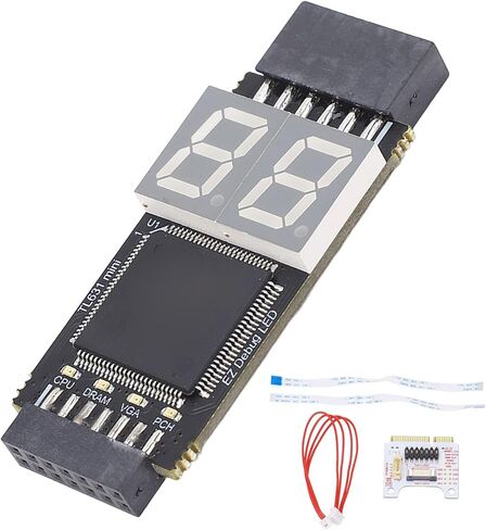 أداة تصحيح أخطاء الكمبيوتر الاحترافية لبطاقة تشخيص اللوحة الأم TL631 مع واجهة PCIE LPC لإصلاح اللوحة الأم لسطح المكتب والكمبيوتر المحمول، تتضمن المجموعة السوداء كابلات محول in Kuwait