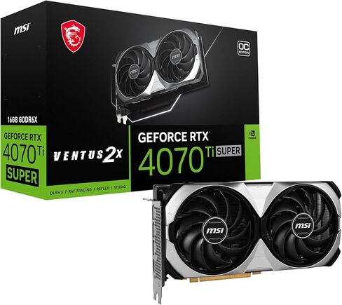MSI Gaming RTX 4070 Ti Super 16G Ventus 2X OC Graphics Card (NVIDIA RTX 4070 Ti Super, 256-Bit, Boost Clock: 2655 MHz, 16GB GDRR6X 21 Gbps, HDMI/DP, Ada Lovelace Architecture) (Renewed), Black in Kuwait