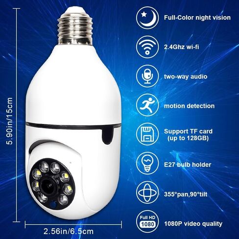 1Pack WiFi 1080P HD Night Vision Camera for Remote Surveillance Indoor Security Camera for Baby Monitor Dog Camera W/2-Way Audio Siren Motion Detection Cloud & TF Card Storage White in Kuwait