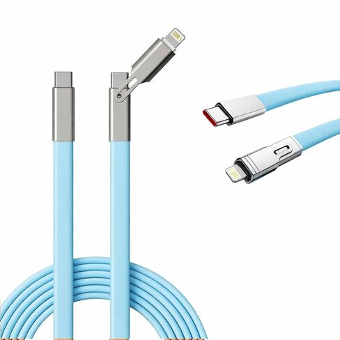 iPhone 17 16 15 Charging Cable Fast Charging, 2-in-1 USB C to USB C & Lightning Cable 4FT (1.2M), Fast Charge Data Cord for iPhone 17/16/15 Pro Max, iPad, AirPods, Android Devices (Blue) in Kuwait