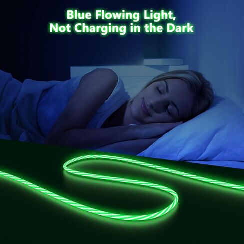 كابل شحن متوهج متعدد 3 في 1 LED متدفق / نوع C/Micro USB للسيارة لهاتف iPhone، سلك متوهج RGB لهاتف Apple iPhone 15/14/13/12/11 Pro Max/XR/SE، iPad/Android/Samsung-6FT أخضر in Kuwait