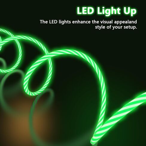 كابل شحن متوهج متعدد 3 في 1 LED متدفق / نوع C/Micro USB للسيارة لهاتف iPhone، سلك متوهج RGB لهاتف Apple iPhone 15/14/13/12/11 Pro Max/XR/SE، iPad/Android/Samsung-6FT أخضر in Kuwait