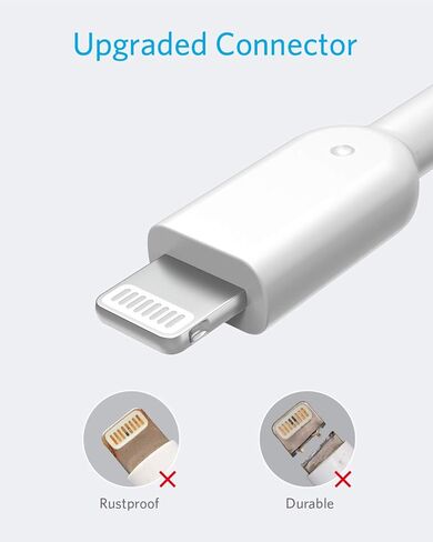 كابل Anker 6ft نايلون USB-C إلى Lightning، معتمد من MFi، شحن سريع، متوافق مع iPhone 13، 12، 11 Series والمزيد، يتضمن كابل Anker PowerLine II Lightning وبنك طاقة نانو in Kuwait