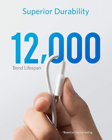 كابل Anker 6ft نايلون USB-C إلى Lightning، معتمد من MFi، شحن سريع، متوافق مع iPhone 13، 12، 11 Series والمزيد، يتضمن كابل Anker PowerLine II Lightning وبنك طاقة نانو in Kuwait
