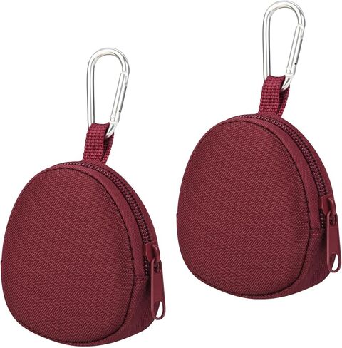 Keychain Pouch Coin Pouch Compact EDC Pouches Data Cable Organizer Earphone Earbuds Storage Zipper Case Bag with Clip on Hook for Mini Gear Bag, Change Wallet (Burgundy) in Saudi Arabia
