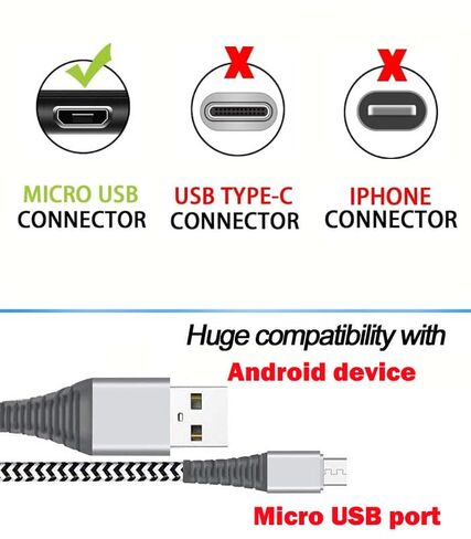 5 Piece Micro USB Fast Charging Cable 3.3ft (1m), Nylon Braided Android Charger Cord for Smartphone Cell Phone Tablet (Grey) in Kuwait