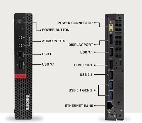 كمبيوتر سطح المكتب Lenovo ThinkCentre Tiny - Intel Core i5-8500T - ذاكرة الوصول العشوائي DDR4 سعة 8 جيجابايت - SSD سعة 256 جيجابايت - شاشة LED مقاس 24 بوصة - لوحة مفاتيح وماوس لاسلكيان - شبكة WiFi مدمجة - كمبيوتر شخصي صغير - Windows 11 Pro (متجدد) in Kuwait