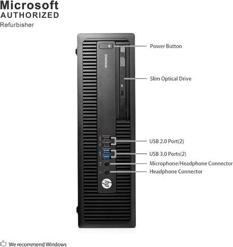 كمبيوتر مكتبي HP EliteDesk 800 G2 SFF Mini Format رباعي النواة i7-6700، ذاكرة وصول عشوائي 8 جيجابايت، محرك أقراص ثابتة 500 جيجابايت، منفذ DisplayPort، لوحة مفاتيح وماوس، واي فاي، بلوتوث، Windows 11 Pro (متجدد) in Kuwait