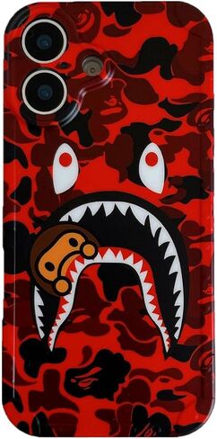 Hoolcase for iPhone 17 Soft Case 6.3 Inch for Blue Shark Face/Shark Teeth Fans Girls Kids Boys, Cartoon Cute Fun Funny Shockproof TPU Protective Non-Slip 6.3-Inch Case for iPhone 17 (Blue) in Saudi Arabia