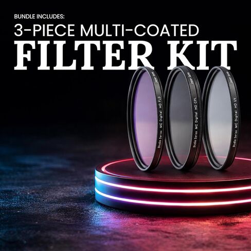عدسة FUJIFILM XC13-33mm F3.5-6.3 OIS - حزمة مع ملحقات الشركة المصنعة، طقم فلتر مكون من 3 قطع، قلم عدسة، منفاخ غبار ومجموعة تنظيف (متجددة) in Kuwait