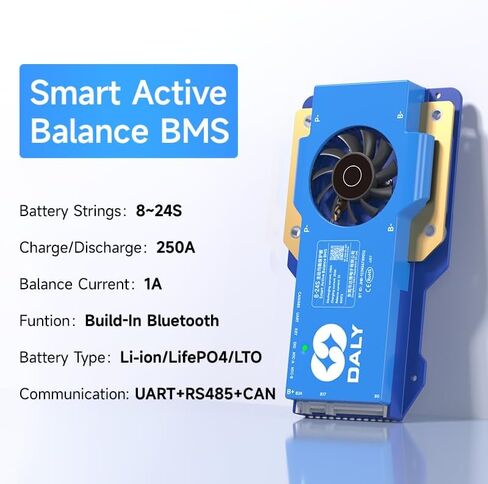 DALY Smart Active Balance BMS 250A 24V-84V 8S-24S بلوتوث مدمج مع RS485 CAN PCB لوح حماية البطارية لحزمة بطارية Li-ion LifePO4 LTO in Kuwait