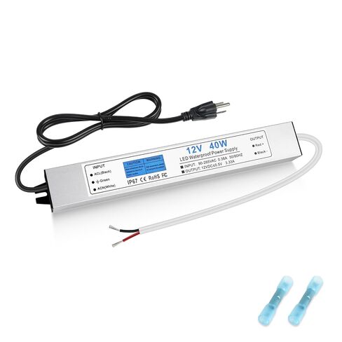 LED Driver, IP67 Waterproof 12V Power Supply, Low Voltage Transformer with 3-Prong Plug 3.28ft Cable for LED Lights, Computer Project, Outdoor Use (12V 500W) in Saudi Arabia