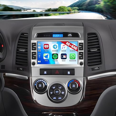 CAMECHO 4G+64G راديو السيارة ستيريو لشركة Hyundai Santa Fe 2006-2012، CarPlay Android Auto 7 بوصة IPS شاشة تعمل باللمس راديو Android وحدة الرأس مع نظام ملاحة GPS WiFi Bluetooth FM RDS Radio in Kuwait