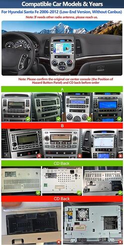 CAMECHO 4G+64G راديو السيارة ستيريو لشركة Hyundai Santa Fe 2006-2012، CarPlay Android Auto 7 بوصة IPS شاشة تعمل باللمس راديو Android وحدة الرأس مع نظام ملاحة GPS WiFi Bluetooth FM RDS Radio in Kuwait