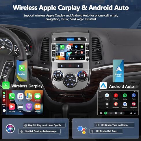 CAMECHO 4G+64G راديو السيارة ستيريو لشركة Hyundai Santa Fe 2006-2012، CarPlay Android Auto 7 بوصة IPS شاشة تعمل باللمس راديو Android وحدة الرأس مع نظام ملاحة GPS WiFi Bluetooth FM RDS Radio in Kuwait