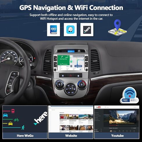 CAMECHO 4G+64G راديو السيارة ستيريو لشركة Hyundai Santa Fe 2006-2012، CarPlay Android Auto 7 بوصة IPS شاشة تعمل باللمس راديو Android وحدة الرأس مع نظام ملاحة GPS WiFi Bluetooth FM RDS Radio in Kuwait