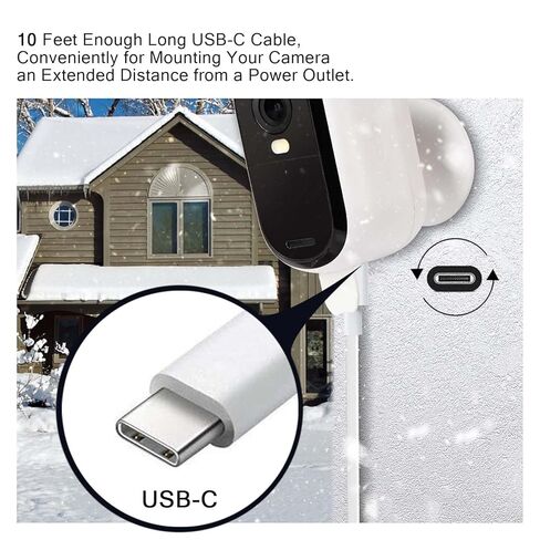 2 Pack 10FT White USB-C Charging Cable for Arlo Essential 2K, Alro Essential 2nd Generation, Blink Outdoor4 4th Generation, Petcube Cam 360 - Surveillance Camera Charger Charging Cord in Kuwait