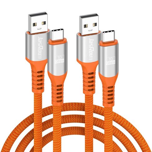 Android Auto USB Cable 3FT 2Pack, 3A USB A to Type C Charging Cord for Car CarPlay, 10Gbps USB3.2 Gen2 Data Transfer Heavy Duty Orange Braided for iPhone 17/16/15 Pro Galaxy S25/24 T7 SSD in Kuwait