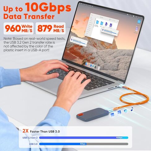كابل USB تلقائي Android 3FT 2Pack، 3A USB A إلى النوع C سلك شحن للسيارة CarPlay، 10 جيجابت في الثانية USB3.2 Gen2 نقل البيانات شديد التحمل برتقالي مضفر لهاتف iPhone 17/16/15 Pro Galaxy S25/24 T7 SSD in Kuwait
