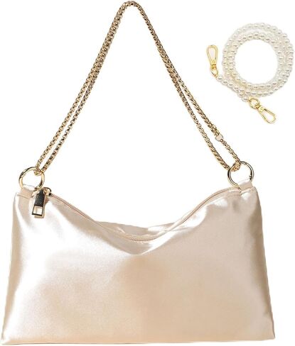Halbeira Women Satin Evening bag,Clutch bag for Wedding Prom Clutch Purse Formal Cocktail Party Clutches Shoulder Bag with 2 Bag Chains-Black in Kuwait