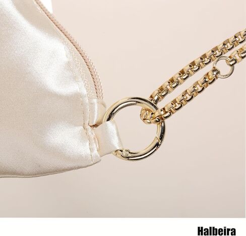 Halbeira Women Satin Evening bag,Clutch bag for Wedding Prom Clutch Purse Formal Cocktail Party Clutches Shoulder Bag with 2 Bag Chains-Black in Kuwait