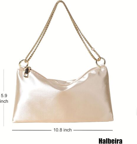 Halbeira Women Satin Evening bag,Clutch bag for Wedding Prom Clutch Purse Formal Cocktail Party Clutches Shoulder Bag with 2 Bag Chains-Black in Kuwait
