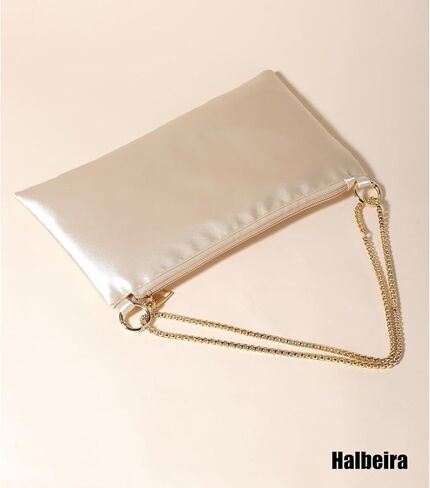 Halbeira Women Satin Evening bag,Clutch bag for Wedding Prom Clutch Purse Formal Cocktail Party Clutches Shoulder Bag with 2 Bag Chains-Black in Kuwait
