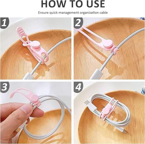 Silicone Cable Organizers, 12-Pack Reusable Elastic Cord Straps & Wire Ties for Cable Management, Multi-Purpose Organizer for Travel, Home, Office, Desk Drawer Storage (4 Colors) in Kuwait
