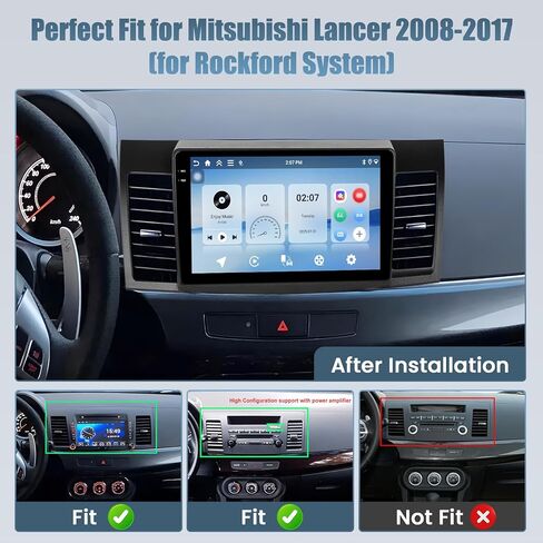 [Fit JBL] 4+64G Android 15 Radio for Mitsubishi Lancer 2008-2017, 10.1" Touchscreen for Lancer Car Stereo, Wireless CarPlay/Android Auto, 5GHz WiFi, Bluetooth 5.0, EQ, GPS, 1280 * 720, Backup Camera in Kuwait