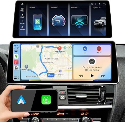 شاشة لمس QLED ضيقة للغاية مقاس 12.8 بوصة خصيصًا لسيارات BMW X3 F25 وX4 F26 (2013-2017 NBT)، وCarPlay اللاسلكي وAndroid Auto، بدقة 2400x900 عالية الدقة، وسبائك الزنك، وستيريو Linux سريع الاستقرار in Kuwait