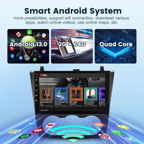 2G+64G Car Radio Stereo for Nissan Altima 2008-2012(Manual A/C) with Wireless CarPlay/Android Auto, 9 Inch HD Touch Screen Android 13 GPS WiFi Bluetooth EQ DSP Backup Camera in Kuwait