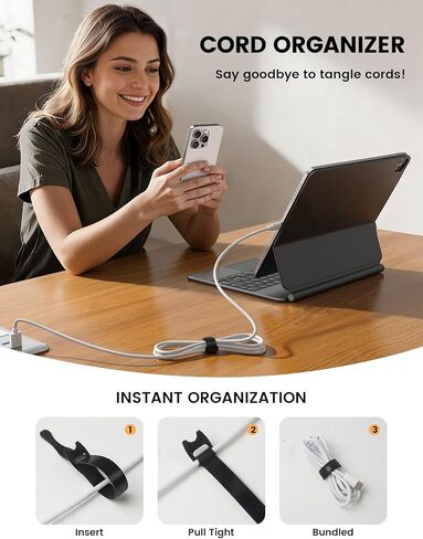 Lamicall 60Pack Reusable Cable Ties & Car Headrest Tablet Holder in Kuwait