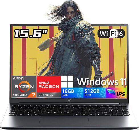 كمبيوتر محمول للألعاب 2026 AMD مع معالج AMD Ryzen 7 5700U (8C/16T، حتى 4.3 جيجا هرتز)، كمبيوتر محمول بشاشة 15.6 بوصة FHD مع لوحة مفاتيح بإضاءة خلفية، ذاكرة الوصول العشوائي 16 جيجابايت، 512 جيجابايت SSD، WiFi 6، HDMI، USB3.2، النوع C، بطارية 55 وات في السا in Kuwait