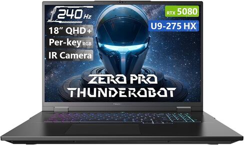 Thunderobot Zero 18 Pro 5080 Gaming Laptop, 18" QHD+ 240Hz 2.5K Hummingbird Display, Core Ultra 9 275HX, GeForce RTX 5080, 64GB DDR5, 2TB SSD, Per-Key RGB, FHD IR Camera, Wi-Fi 6E, Win 11 Home in Kuwait