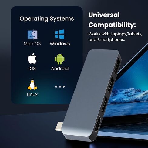 USB C Hub for MacBook Pro/Air, USB Type-C 3.2 Multiport Adapter, 4K@60Hz HDMI Output, 3 USB-A 3.2 10Gbps Data Ports, Universal Laptop Dock Compatible with Mac Windows Linux Chromebook in Kuwait