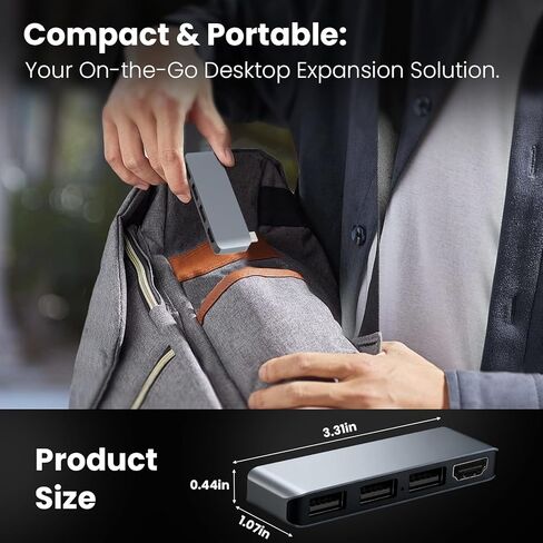 USB C Hub for MacBook Pro/Air, USB Type-C 3.2 Multiport Adapter, 4K@60Hz HDMI Output, 3 USB-A 3.2 10Gbps Data Ports, Universal Laptop Dock Compatible with Mac Windows Linux Chromebook in Kuwait