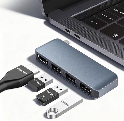USB C Hub for MacBook Pro/Air, USB Type-C 3.2 Multiport Adapter, 4K@60Hz HDMI Output, 3 USB-A 3.2 10Gbps Data Ports, Universal Laptop Dock Compatible with Mac Windows Linux Chromebook in Kuwait