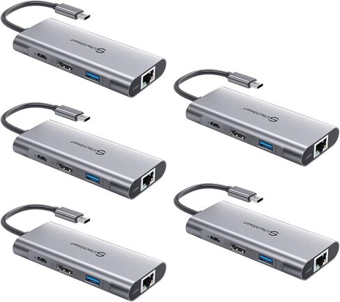 UtechSmart USB C Hub 5 Packs, USB C Ethernet Multiport Adapter, 6 in 1 USB C to HDMI Dock Compatible for MacBook Pro/Air, Chromebook, Dell XPS, HP(Gigabit Ethernet 100W PD 4K HDMI USB 3.0) in Kuwait