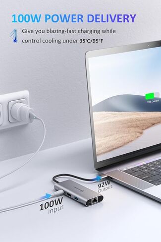 UtechSmart USB C Hub 5 Packs, USB C Ethernet Multiport Adapter, 6 in 1 USB C to HDMI Dock Compatible for MacBook Pro/Air, Chromebook, Dell XPS, HP(Gigabit Ethernet 100W PD 4K HDMI USB 3.0) in Kuwait