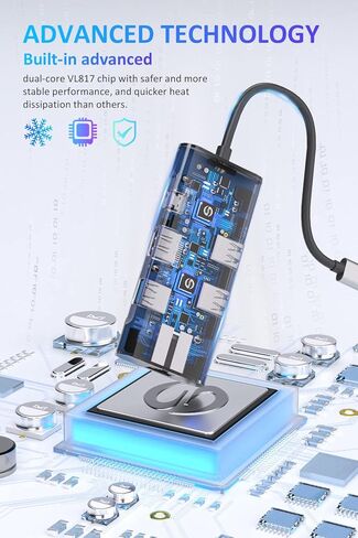 UtechSmart USB C Hub 5 Packs, USB C Ethernet Multiport Adapter, 6 in 1 USB C to HDMI Dock Compatible for MacBook Pro/Air, Chromebook, Dell XPS, HP(Gigabit Ethernet 100W PD 4K HDMI USB 3.0) in Kuwait