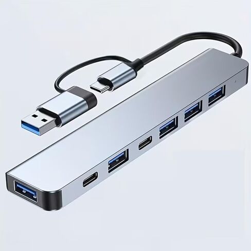 محور USB C 7 في 1/وضع طاقة 5 فولت/متوافق مع أجهزة الكمبيوتر اللوحية/واجهة USB/نقل البيانات/الطابعة ولوحة المفاتيح وقرص U والقرص الصلب والماوس و7 منافذ أخرى in Kuwait