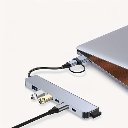 محور USB C 7 في 1/وضع طاقة 5 فولت/متوافق مع أجهزة الكمبيوتر اللوحية/واجهة USB/نقل البيانات/الطابعة ولوحة المفاتيح وقرص U والقرص الصلب والماوس و7 منافذ أخرى in Kuwait