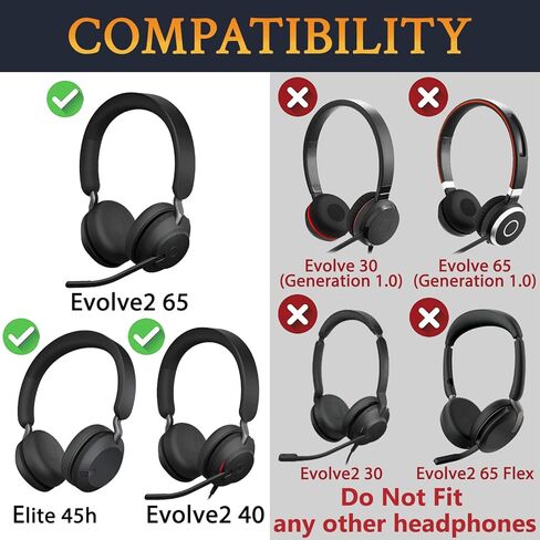 SOULWIT Earpads Replacement for Jabra Evolve2 65 (Evolve 2 65MS 65UC MS UC)/Evolve2 40 (40UC 40MS USB)/Elite 45h On-Ear Wireless Headset - MS Black in Saudi Arabia