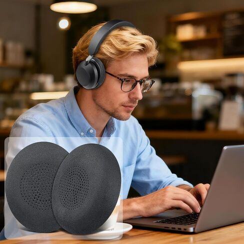 قطع غيار وسادات الأذن SOULWIT لـ Jabra Evolve2 65 (Evolve 2 65MS 65UC MS UC)/Evolve2 40 (40UC 40MS USB)/سماعات رأس لاسلكية على الأذن Elite 45h - MS أسود in Kuwait