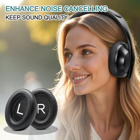 استبدال وسائد الأذن من جيفو لسماعات الرأس Bose 700 المانعة للضوضاء، ووسائد الأذن الناعمة من إسفنج الذاكرة والجلد البروتيني لسماعات Bose NC700 (أسود) in Kuwait