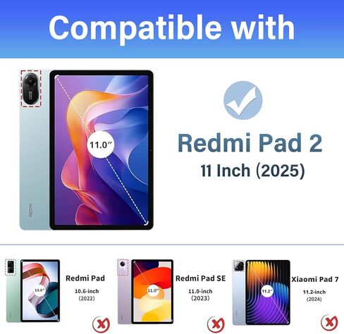 Backlit Keyboard Case for Xiaomi Redmi Pad 2 11 Inch 2025 with Screen Protector, Wineecy 7 Colors Light Detachable Wireless Keyboard PU Leather Folio Case for 11" Redmi Pad 2nd 2025 in Kuwait