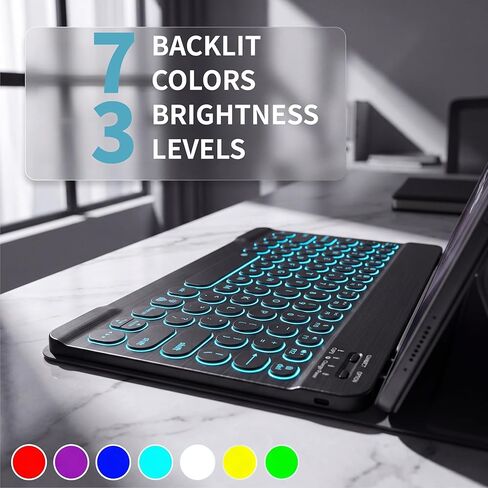 Backlit Keyboard Case for Xiaomi Redmi Pad 2 11 Inch 2025 with Screen Protector, Wineecy 7 Colors Light Detachable Wireless Keyboard PU Leather Folio Case for 11" Redmi Pad 2nd 2025 in Kuwait