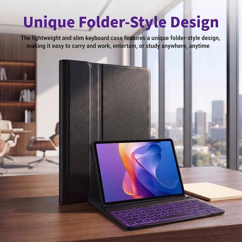 Backlit Keyboard Case for Xiaomi Redmi Pad 2 11 Inch 2025 with Screen Protector, Wineecy 7 Colors Light Detachable Wireless Keyboard PU Leather Folio Case for 11" Redmi Pad 2nd 2025 in Kuwait