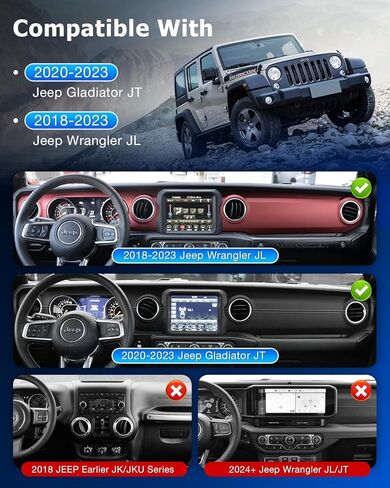 حامل هاتف السيارة لسيارة Jeep Wrangler JL 2018–2023 & Gladiator JT 2020–2023، حامل هاتف بفتحة تهوية مطورة، فتحة تهوية أفضل، تركيب فائق الثبات، دوران 360 درجة، حامل هاتف يناسب معظم الهواتف الذكية in Kuwait