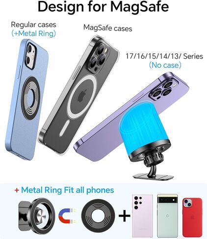 حاملات هاتف Kaistyle لسيارتك مع خطاف معدني [أقوى مغناطيس مطور] حامل هاتف السيارة لـ Magsafe، حامل الهاتف الخلوي بفتحة تهوية للسيارة، حامل هاتف مغناطيسي لهاتف iPhone17 Pro Max 16 15 in Kuwait